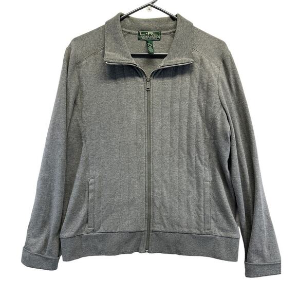 Lauren Ralph Lauren Jackets & Blazers - Lauren Active Ralph Lauren Full‎ Zip Ribbed Jacket L Women Gray Active Wear Vtg
